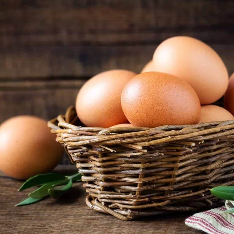 basket of farm fresh eggs