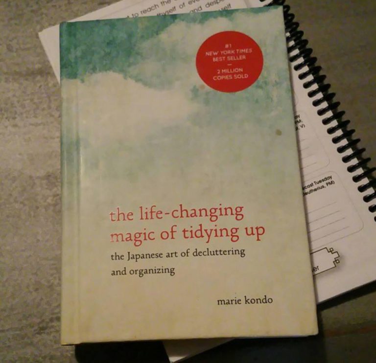 konmari book resting on a table