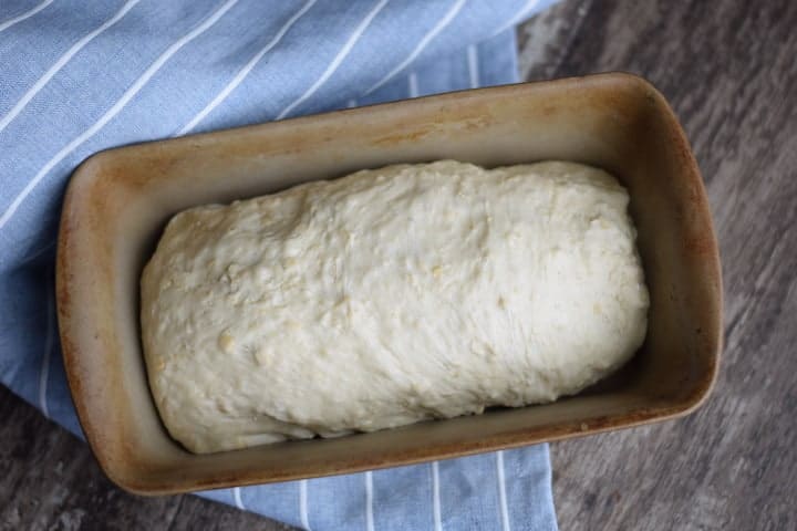 dough rising in bread pan