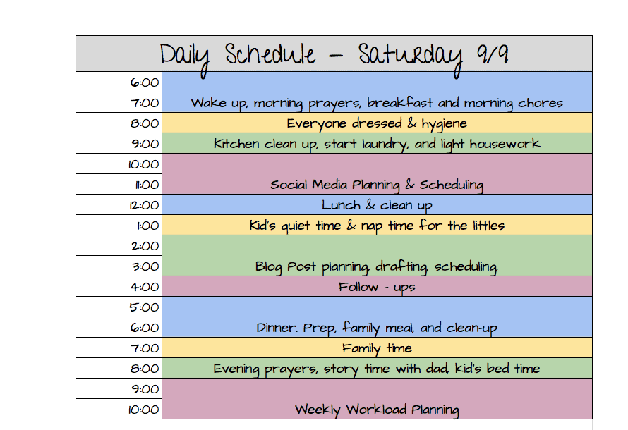 daily schedule