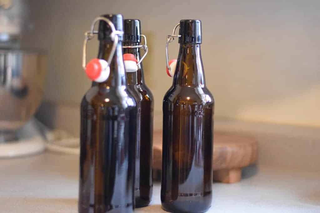 bottles of homemade soda aka water kefir