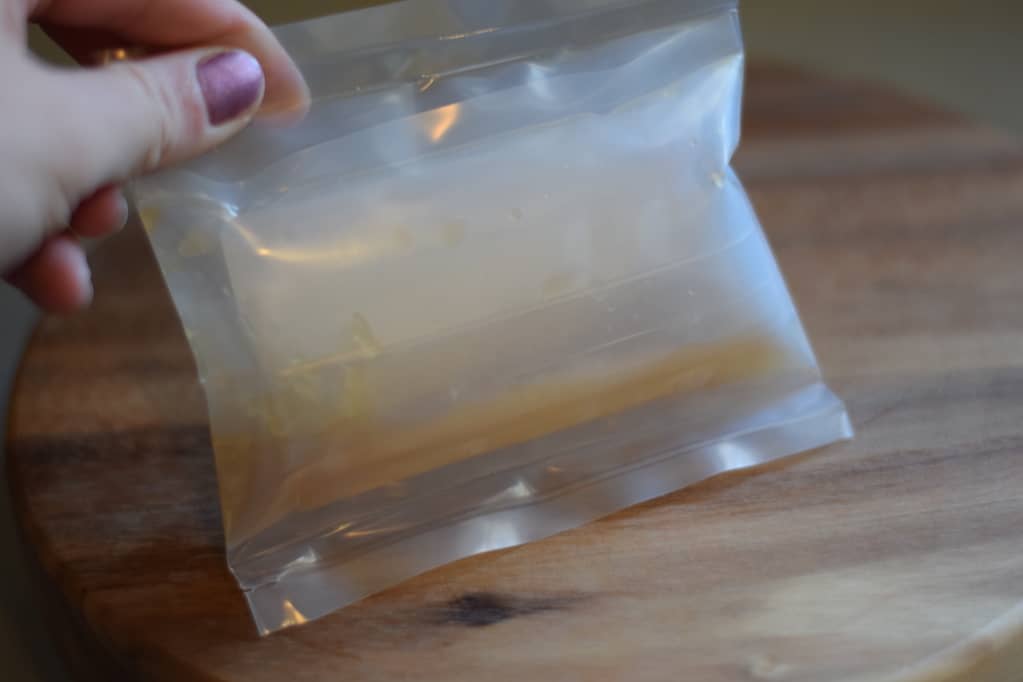 water kefir grains in a plastic bag