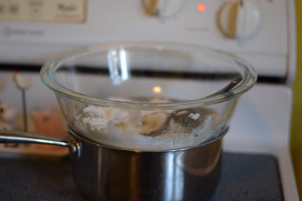 homemade double boiler with natural deodorant ingredients 