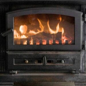 wood burning in a wood stove
