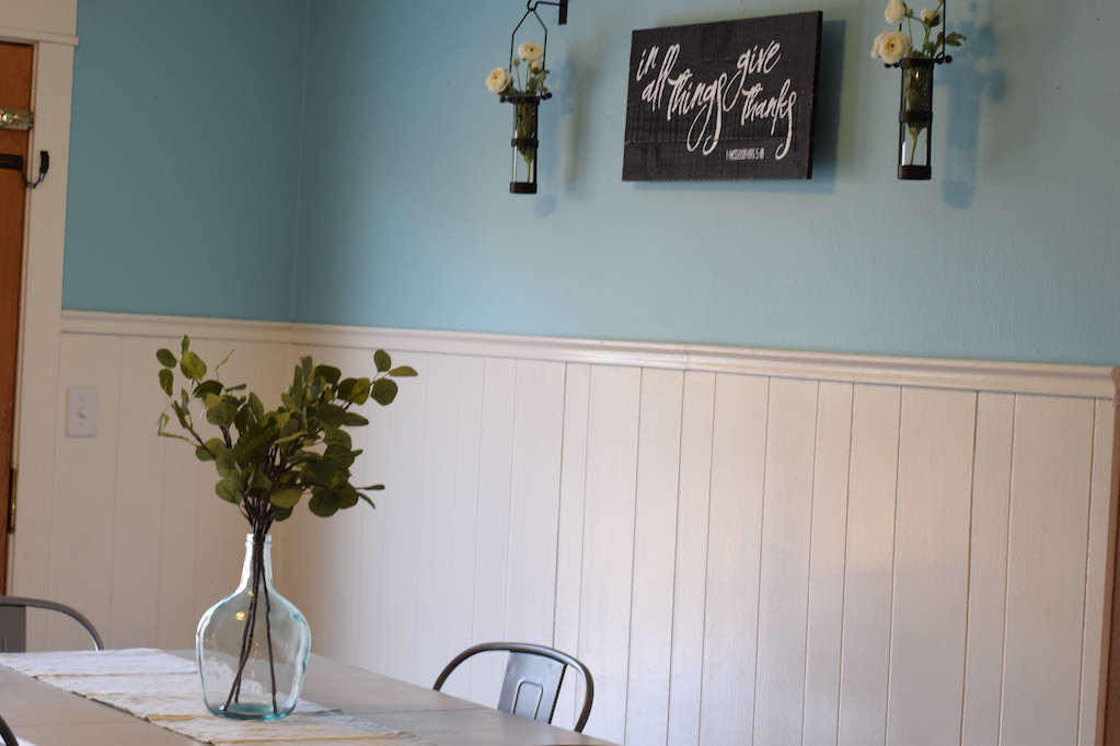 wall art and the farmhouse dining room table