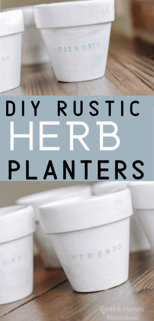 rustic painted herb planters