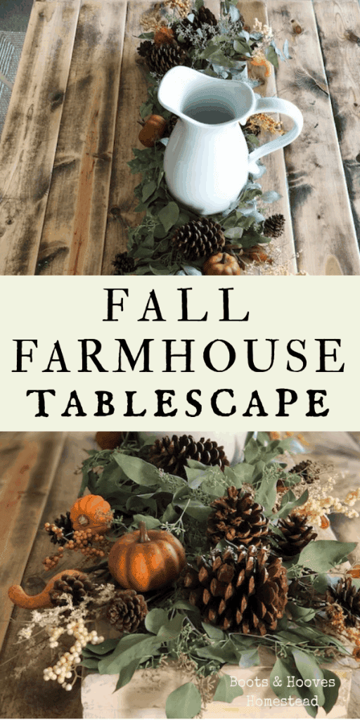 photo collage of two images of the fall tablescape