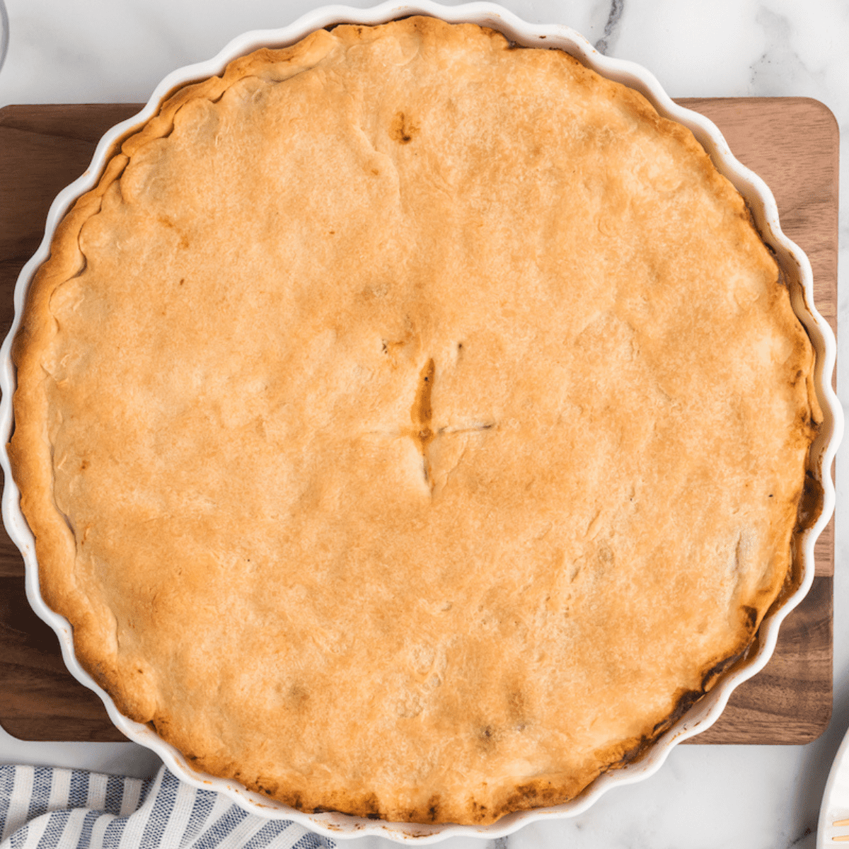 pot pie in a pie dish.