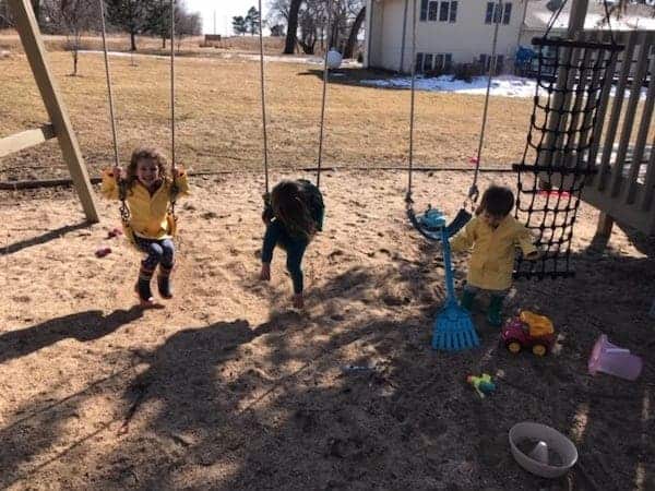 Children playing outside on a playground