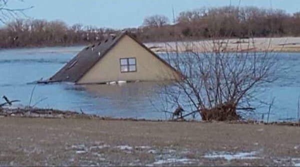 House under flood water