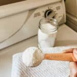 laundry detergent in mason jar, with measuring spoon