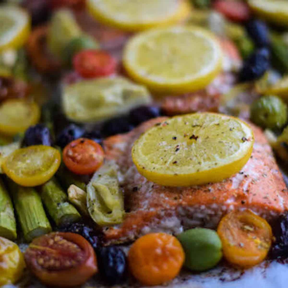 Mediterranean Salmon Sheet Pan Recipe - Boots & Hooves Homestead