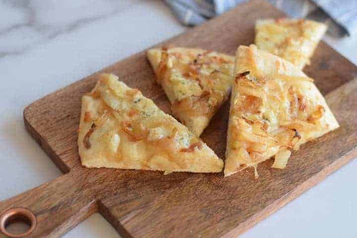 Caramelized Onion Pizza with Gorgonzola - Boots & Hooves Homestead