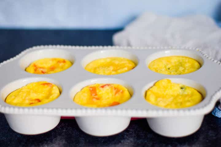 egg muffins fresh out of the oven in a white pan
