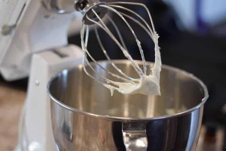mixing up body butter in a stand mixer