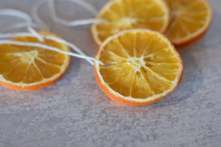 dehydrated oranges with kitchen twine