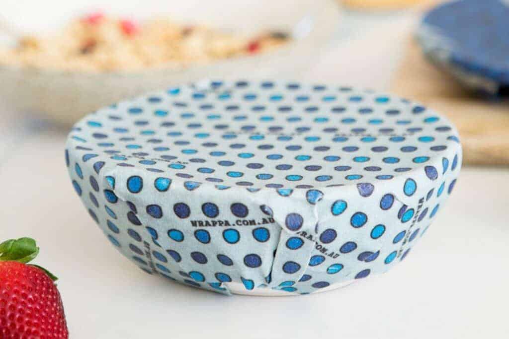 vegan wax reusable wraps on a bowl 