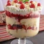 English trifle in a glass bowl