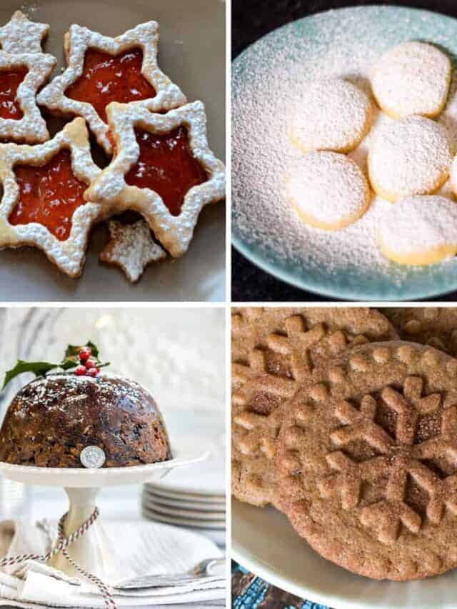 collage of christmas desserts from around the world