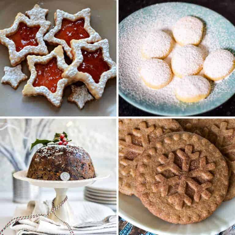 collage of christmas desserts from around the world