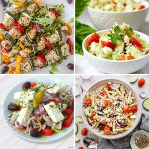 collage of healthy Mediterranean recipes