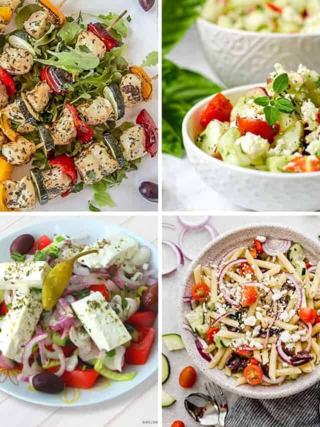 collage of healthy Mediterranean recipes