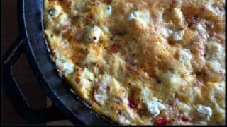 Sausage, Peppers, and Onions Frittata with Garlic Herb Goat Cheese