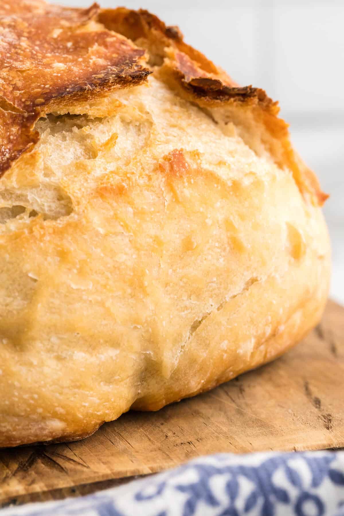 closeup of artisan loaf bread.