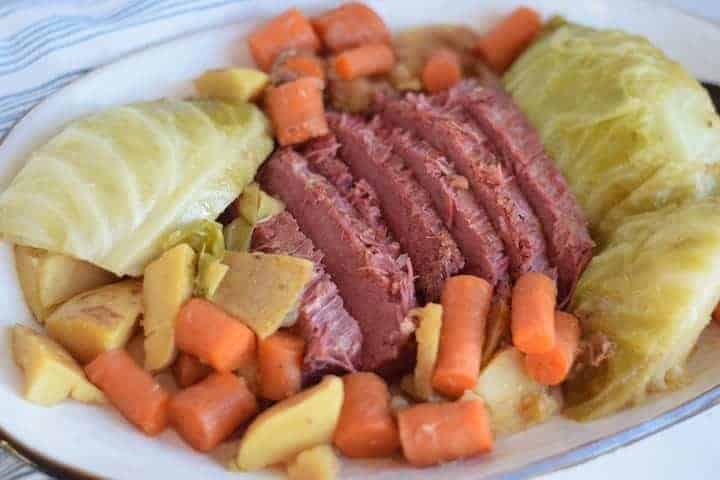 platter of the corned beef and cabbage