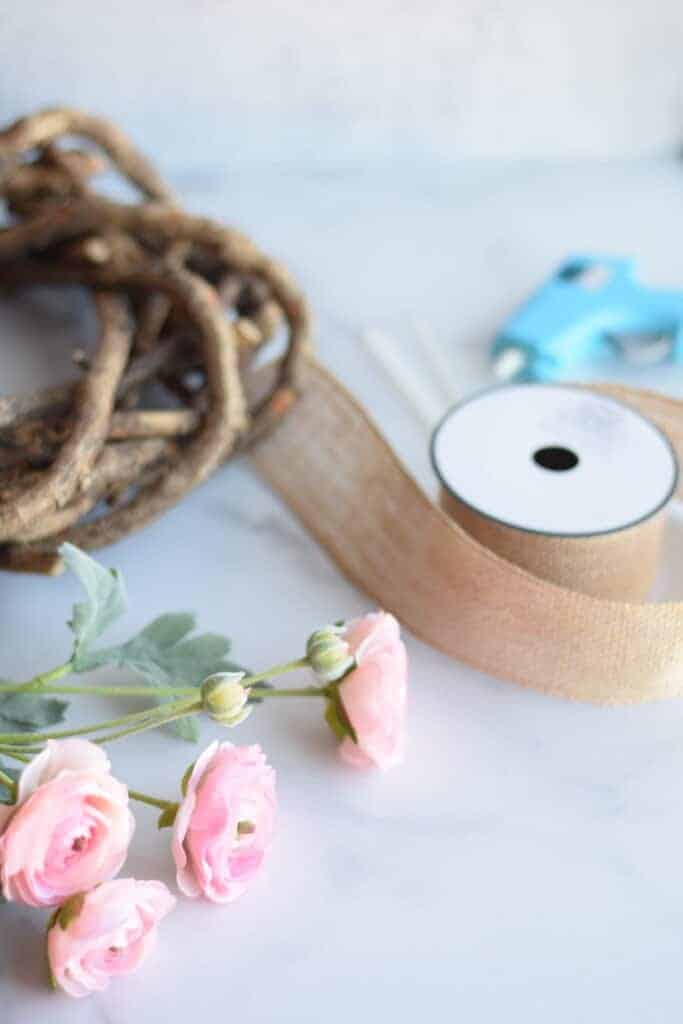 Supplies needed for the diy spring wreath