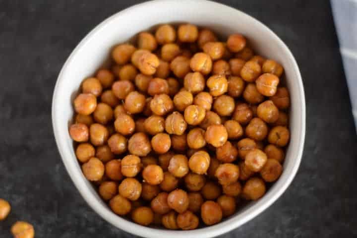 crispy italian garbanzo beans in a white bowl 