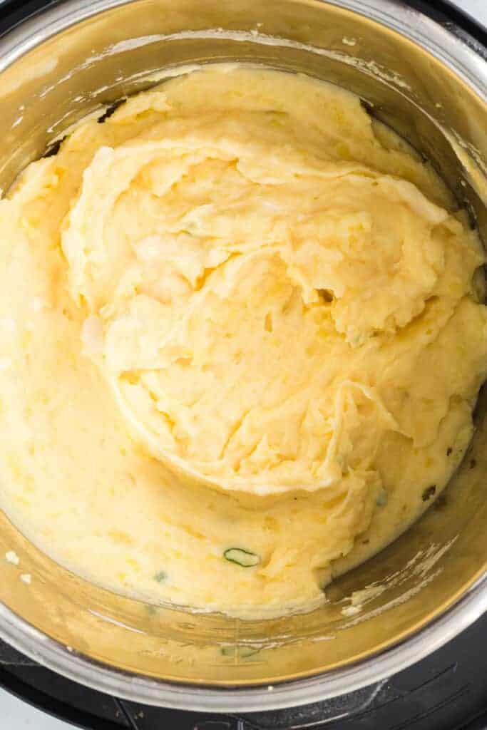 closeup image of the creamy ninja foodi mashed potatoes