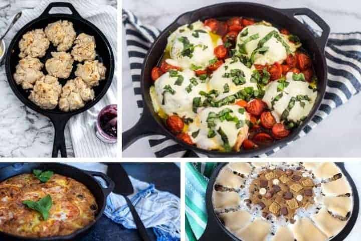 cast iron recipes collage of 4 recipes