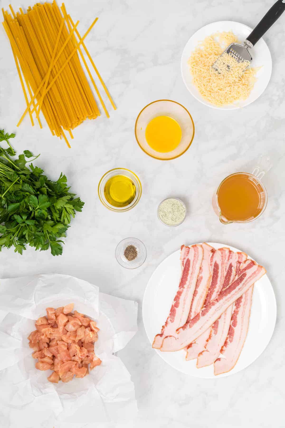 ingredients shot for the chicken carbonara