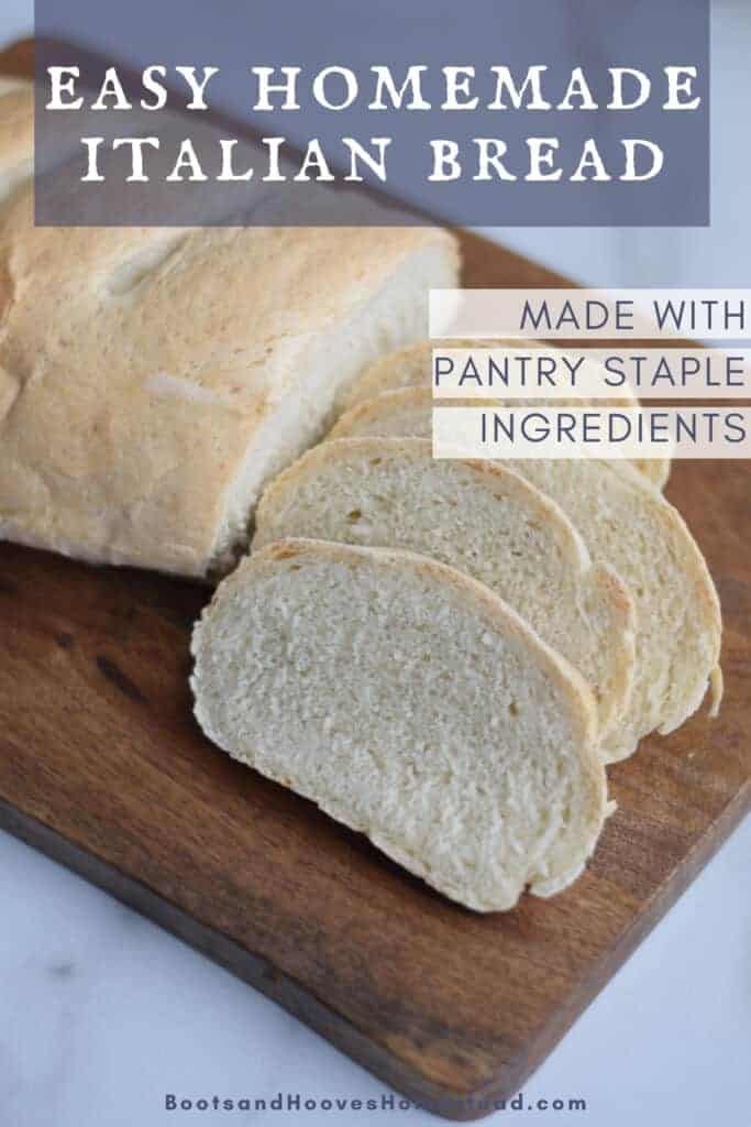 slices of Italian loaf bread on a wooden cutting board