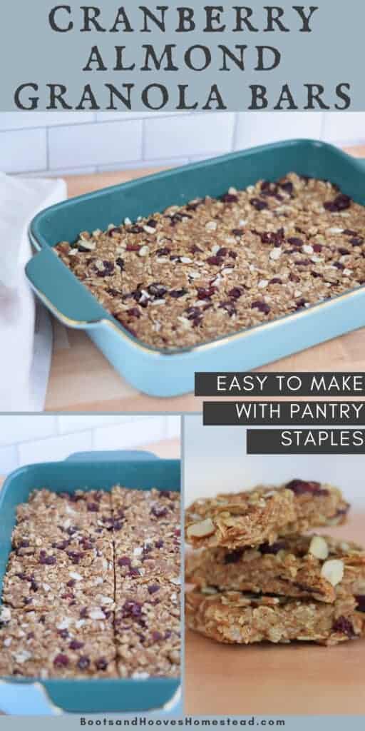 photo collage of 3 images of steps to make homemade granola bars
