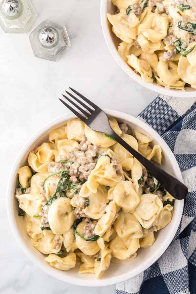 Creamy Tortellini with Italian Sausage - Boots & Hooves Homestead