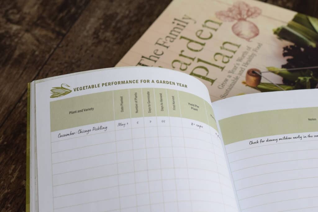 inside of the family garden planner 