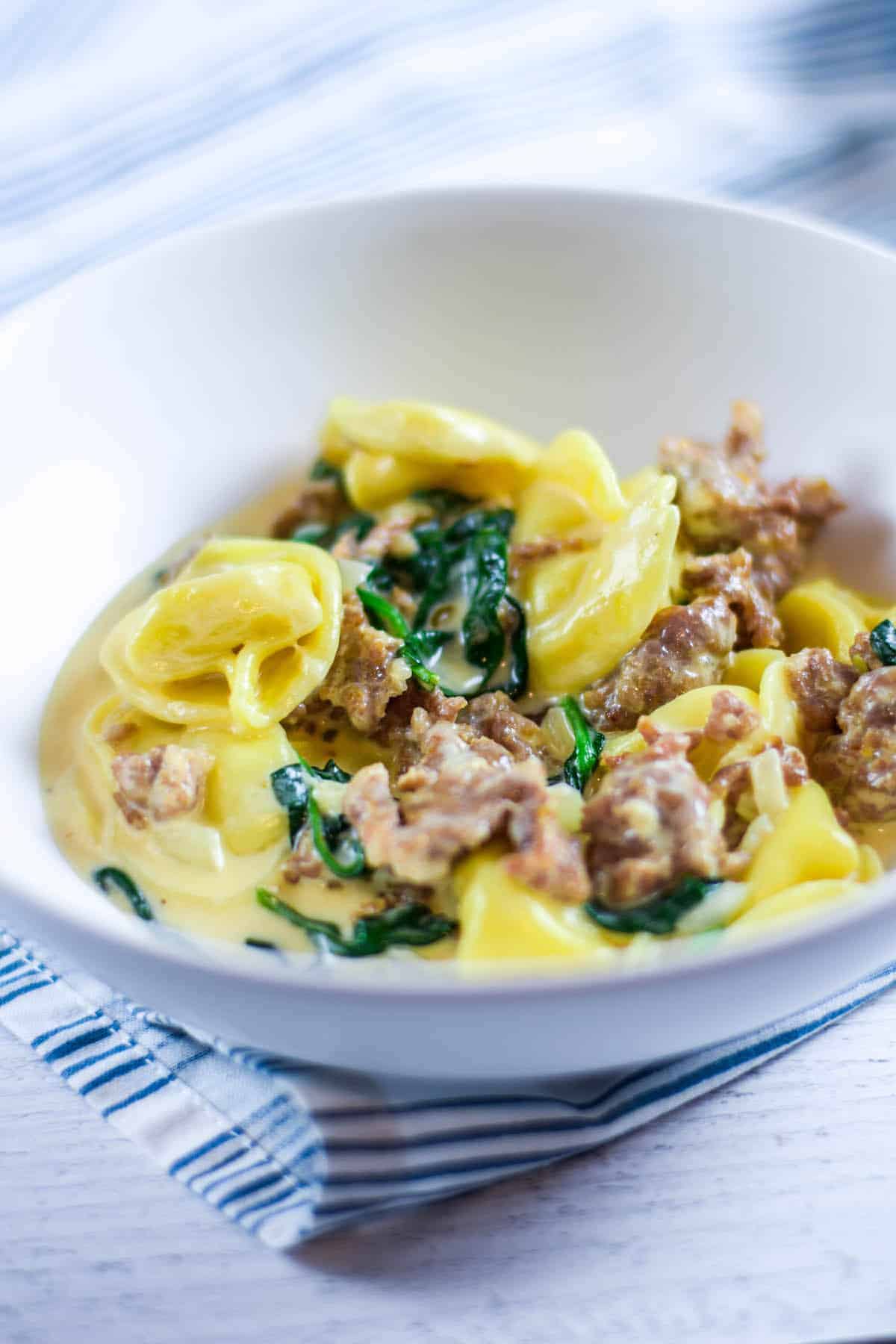 Creamy Tortellini with Italian Sausage - Boots & Hooves Homestead