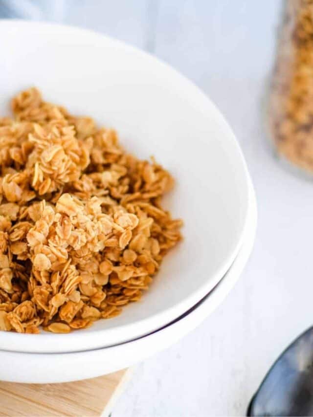 healthy granola in a white bowl