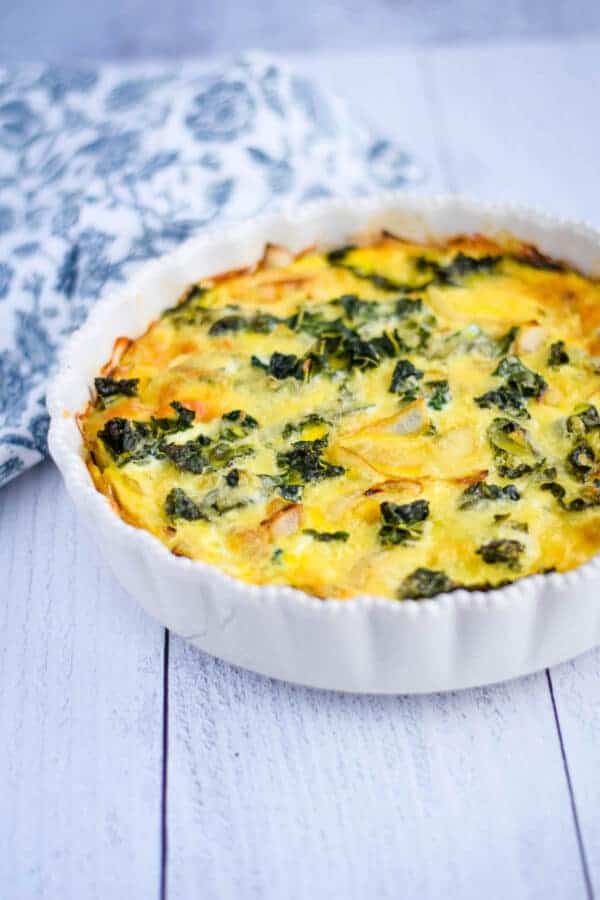 Onion, Cheddar & Kale Quiche - Boots & Hooves Homestead