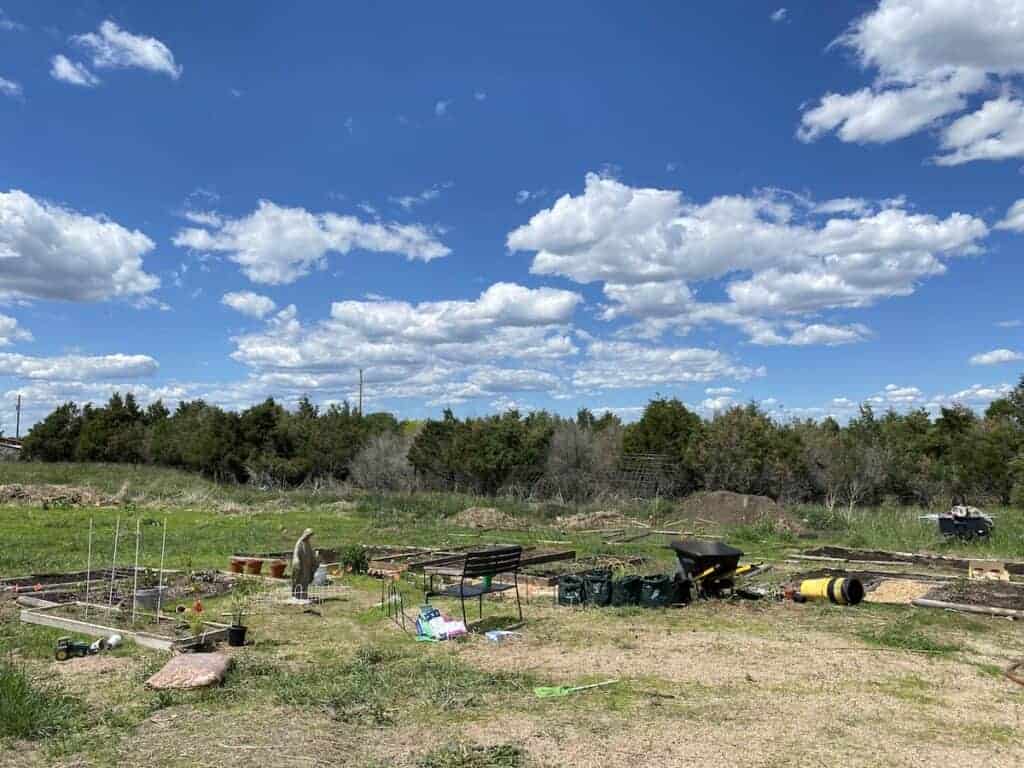 work on building the raised beds in the summer potager garden 