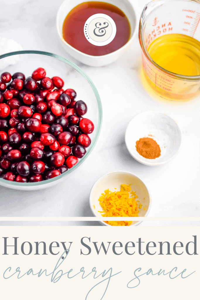 ingredients shot of honey sweetened cranberry sauce