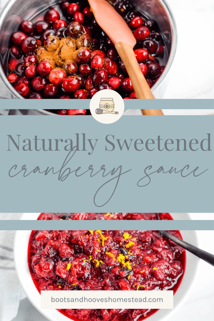 process shots of natural honey sweetened cranberry sauce recipe