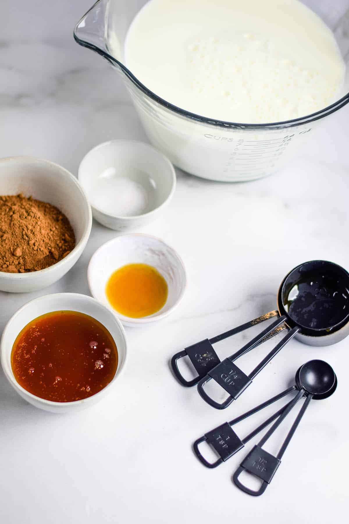 ingredients in small bowls and measuring cups 