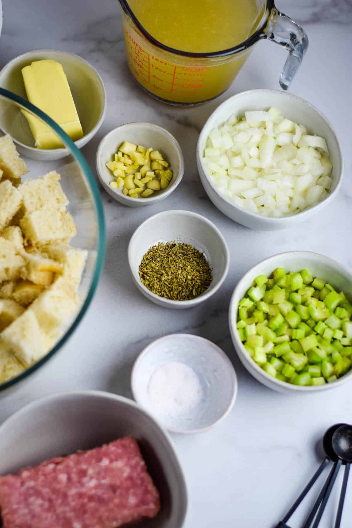 ingredients in small pinch bowls and spread out 