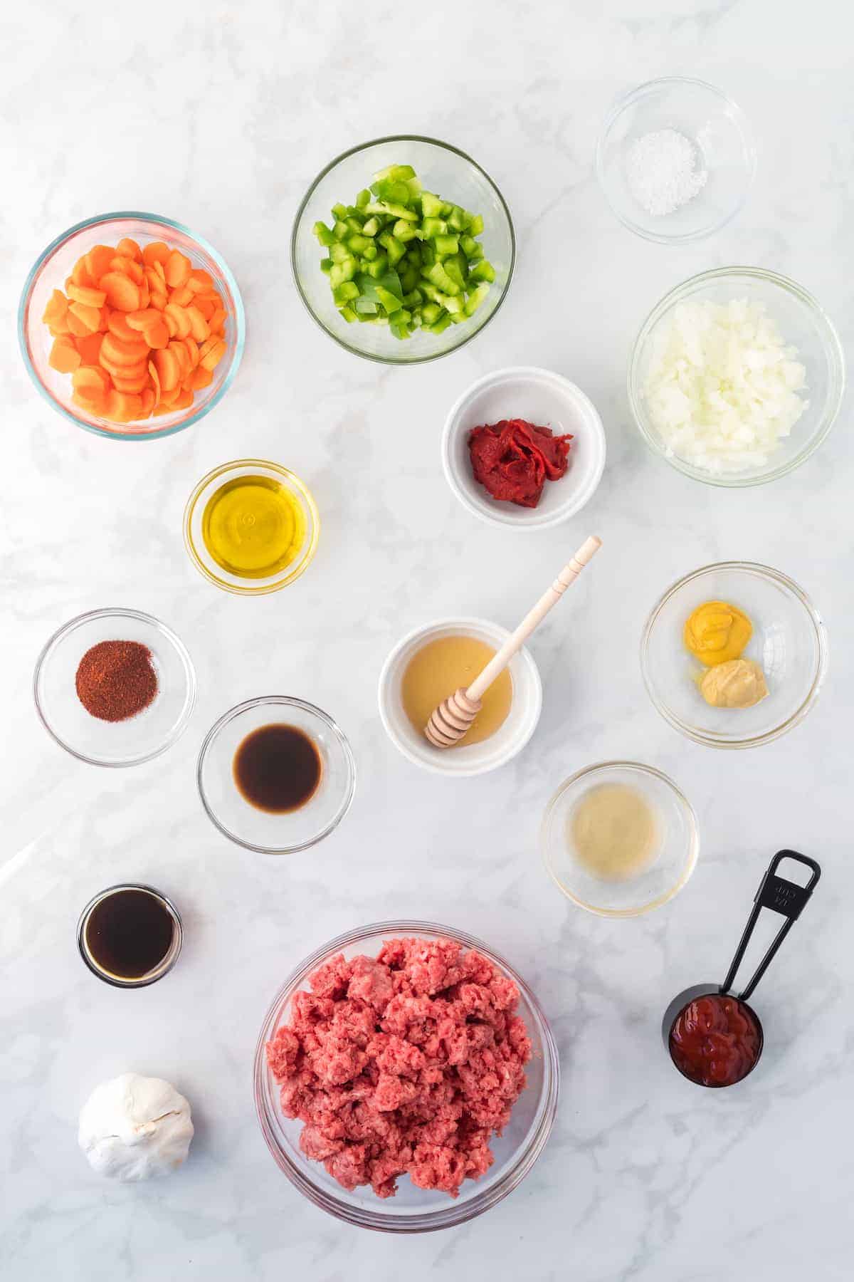 ingredients prepared and in little pinch bowls