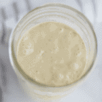 top view of the einkorn sourdough starter with bubbles formed on top