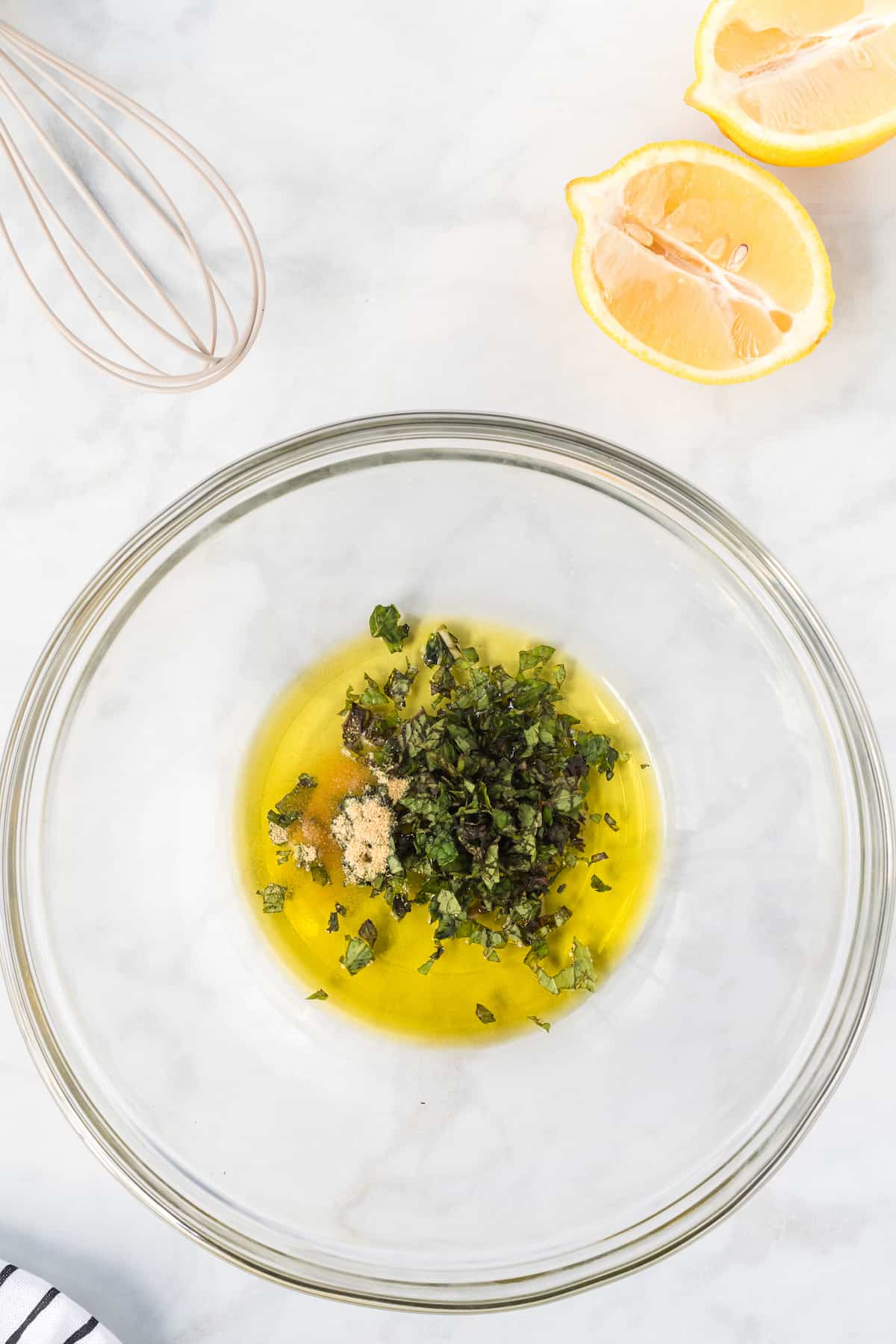 ingredients for the dressing in a small bowl