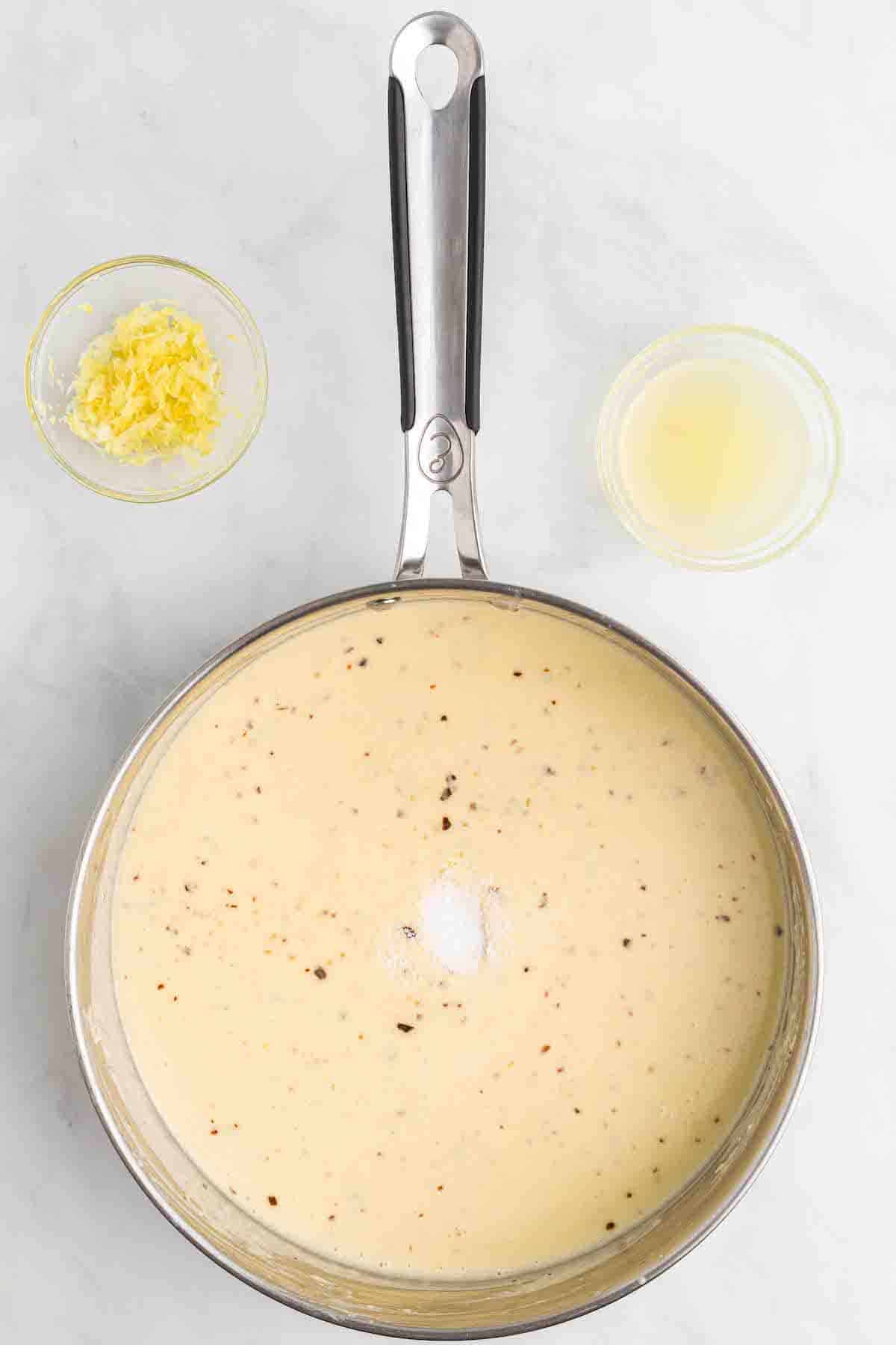 creamy sauce in the large skillet.